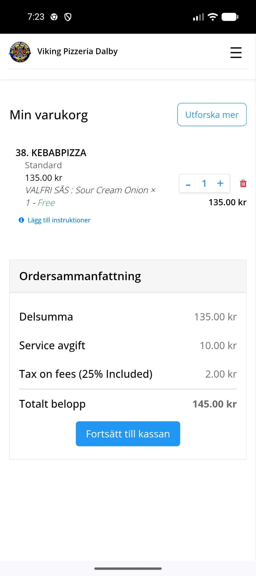 Order4U varukorg med ordersammanfattning